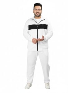 CHKOKKO Mens Plus Size High Neck Winter Tracksuit Full Zip Jacket with Elastic Waist Lower Warm Soft Jogging Suit Activewear Set for Gym Running and Casual Wear